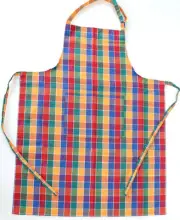 Apron Cooking Power Bib Grill Kitchen Bag Baking Checkered Multicolored Neckband