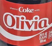 Share a Coke with Olivia 2025 Personalized Gift Coca Cola Bottle 20oz