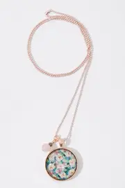 Secret Garden Pendant With Rose Quartz Necklace--NES-RP-GARDEN