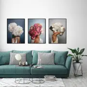 Girl With Floral 3 sets Canvas Wall Art