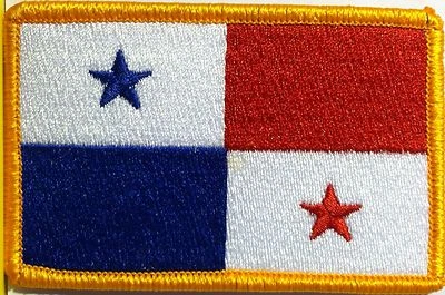 PANAMA Flag Tactical Patch W/ Hook & Loop Fastener Morale Gold Border