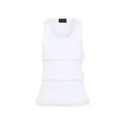 [Simone Rocha] Simone Rocha-White Cotton Fitted Ruffle Frill Tank Top-Donna M STAND