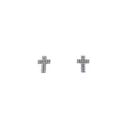 Cross Stud Earrings with Cubic Zirconia in Sterling Silver
