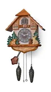 TIMEGEAR Cuckoo Clock with Automatic Night Mode, Quartz Movement and Wooden D...