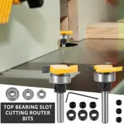 1/4inch Shank Slot Cutting Router Bits Set Carbide T-Shape Top Bearing♜