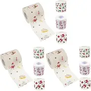 Ipetboom Sets Bulk Toilet Paper Rolls Christmas Pattern Soft Regular Rolls Bath Tissue Napkins for Bathroom Dining Rolls