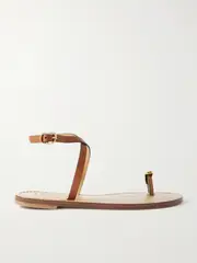 [AMANU] AMANU - The Kigali Embellished Leather Sandals - Tan - US11 US11 Brown