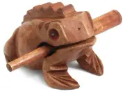 Natural Hand-Carved Wooden Percussion CHILEAN Frog Ribbit Music Instrument