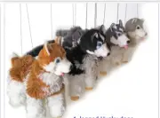 Yarn Husky Dog, 3-String T-Handle Marionette Puppet 10" Tall, Assorted Color