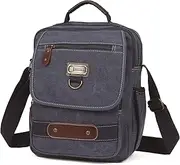 [Sunsomen] Small Canvas Messenger Bag Man Purse Shoulder Bag Crossbody Bag With Water Bottle Pocket 12 Inch