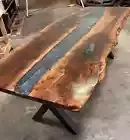 Walnut Epoxy Resin Table, Large Epoxy Table Top, River Epoxy Table, Wood Table