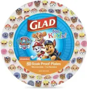 Glad for Kids Paw Patrol Emoji Disposable Paper Plates - Soak Proof, Microwave