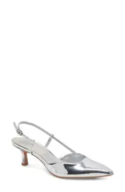 Dolce Vita Odela Pointed Toe Kitten Heel Slingback Pump in Silver Stella at Nordstrom, Size 6.5