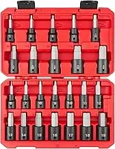 TEKTON 1/2 Inch Drive Hex Impact Bit Socket Set with Case, 24-Piece (1/4-3/4 in., 6-19 mm) | SIB92311