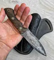 Fixed Blade Kitchen Knife With Leather Sheath Full Tang Blade MultiPurpose Knife