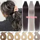 Tape In 100% Real Thick Human Hair Extensions Tape On Skin Weft Balayage Grey US