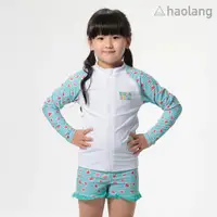 在飛比找蝦皮商城優惠-Haolang 可愛西瓜女童長袖泳衣(長袖上衣+短泳褲)