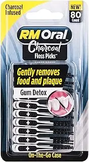 RM Oral Charcoal Infused Floss Picks Gum Detox On-The-Go, 80 Picks