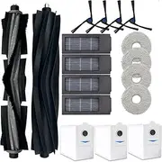 Spare Parts Accessories Kit Compatible with ECOVACS DEEBOT X2 Omni Vacuum Cleaner.1 Main Rubber Brush,1 Normal Main Brush,4 Side Brush,4 Hepa Filters,4 Mop Pads,3 Dust Bags