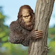 Legendary Yeti Mythical Bigfoot Hiding Behind a Tree Sasquatch Tree Decor Statue