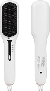 Hair Straightener Brush, Ionic Hair Straightener Brush, Professional Electric Straightener Brush, 4 Stage Temperature Fast Heating, for Hair Styling and Straightener (White)
