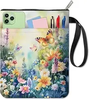 craspire Butterfly Book Covers Plants Book Protection Flowers Book Cover for Paperback Washable Book Cover Made of Fabric with Zip and Additional Case Pocket for Book Lovers