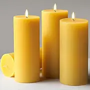 4 Pack Natural Beeswax Pillar Candles,100% Pure Beeswax Candles-360 Hours Long Burning,Unscented Natural Organic Bees Wax Candles for Home, Prayer, and Celebrations