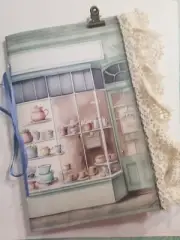 Junk Journal Booklet "TEA SHOP" Teahouse FLORALS Cards, Pockets Ephemera 40 Pg