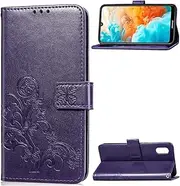 LYX Lucky Clover Pressed Flowers Pattern Leather Case for Huawei Y6 Pro 2019, with Holder & Card Slots & Wallet & Hand Strap (Black) Simply Shaped and Comfortable (Color : Purple)
