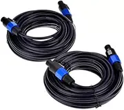 Dekomusic 2Pack 50 ft Male Speakon to Speakon Cables Professional 12 Guage AWG Audio Cord DJ Speaker Cable Wire with Twist Lock - 2 Conductor.