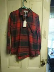 NWT Plaid Flannel Button Up Shirt Women's Size Small by Pink Rose