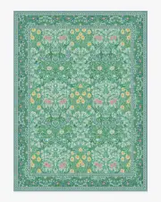 275' x 365' | Machine Washable Runner Rug | Kid & Pet Friendly | Indoor Rug | Blackthorn Multicolour Jade Rug by Morris & Co. | Ruggable