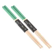 Maple Wood Drumstick 7A Anti Slip Handle Grips Drum Stick Green, 2 Pair