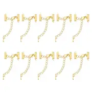 20Sets Slide on End Clasps, 13mm Tube Slider Crimp Cord Ends, Gold Tone