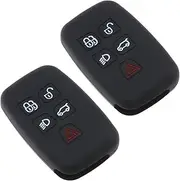 SING F LTD 2Pcs Car Remote Control Key Cover 5 Button Car Key Shell Compatible with Land Rover Compatible with Range Rover Evoque Freelander 2 Silicone Car Key Accessories