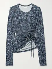 [Marant Étoile] Marant Étoile - Jazzy Ruched Printed Stretch-jersey Top - Blue - FR 40 FR 40 Blue