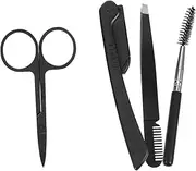 Ipetboom 1 Set Eyebrow Grooming Kit Eyebrow Scissors Tweezers Brush Trimmer Ergonomic Design for Easy Daily Use for Men Women