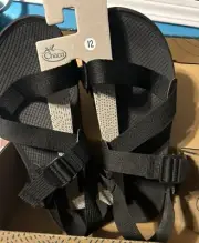 Chaco Lowdown 2 Black Strappy Trail Hiking Toe Loop Sandals Men's Size 12 NWT
