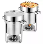 7QT Soup Chafer Stainless Steel Soup Warmer with Pot Lid & Fuel Holder 2 Pack