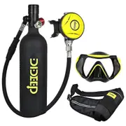 DIDEEP X4000Pro 1L Scuba Diving Tank with Vest, Diving Goggles Black Black Black