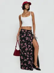 Rhomana Maxi Skirt Black Floral