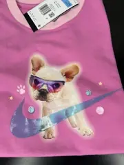 Nike Women Pink Short Sleeves Japan T Shirt Swoosh Logo Dog Box Crop Sz M Atmos