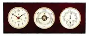 GLOUCESTER CLOCK, BAROMETER AND THERMOMETER & HYGROMETER ON MAHOGANY BASE