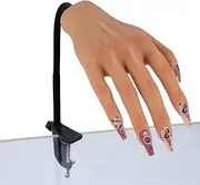 Silicone Practice Hand for Acrylic Nails, Mannequin Hands for Nails Practice with Adjustable Bracket, Life Size Fake Hand for DIY Nails/Nail Art Beginners/Nail Salon Artists