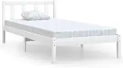 vidaXL Solid Wood Pine Bed Frame Bedroom Furniture Mattress Foundation Platform Slatted Bed Base Bedstead White 92x187 cm Single Bed Size