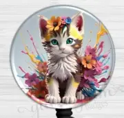 Kitty Cat Badge Holder, Cute Kitten Badge Reel, Playful Cat ID Retractable 6520