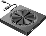 Lnqwhduu External DVD Drive Burner Dual Interface USB Type-C CD DVD Burner Portable Drive-Free Read-Write Burner