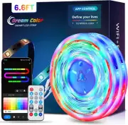 RGB+IC LED Strip Lights, 6.6FT Smart Bluetooth LED Light for Bedroom, Color Chan