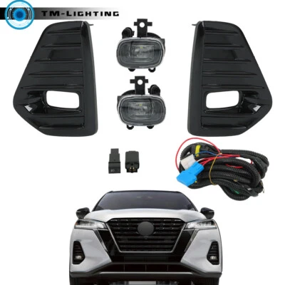 Pair of Fog Light Lamp LED DRL W/Cover Switch Harness For 2021-2023 Nissan Kicks (for: Nissan)