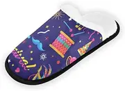 Womens Mens Slippers Yellow Flowers Blue Sky Casual House Shoes Plush Lining Comfort Warm Coral Fleece Home Slippers for Hotel Travel Indoor Outdoor Spa